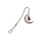 Mixed Natural Heart Gemstone Bookmarks with Lampwork Evil Eye AJEW-JK00227-2
