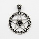 Vintage Men's 304 Stainless Steel Ring with Pentagram Star Pendants STAS-O044-25A-1