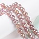 Round Natural Electroplated Strawberry Quartz Beads G-P447-B02-01-4