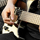 ギター型木製ギターピックボックス  6本のトレイングルウッドギターピック付き  ハート柄  32x27x2.5mm  6個/セット WOOD-WH0116-002-4