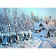Kits de peinture de diamant de paysage de maison enneigée d'hiver bricolage DIAM-PW0001-243E-1