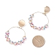Boucles d'oreilles faites à la main avec perles de rocaille et grand cercle EJEW-JE04688-04-3
