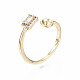 Brass Micro Pave Clear Cubic Zirconia Peg Bails Cuff Finger Ring Settings X-KK-S360-011-NF-1