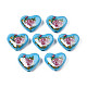 Flower Printed Opaque Acrylic Heart Beads SACR-S305-28-O04-1