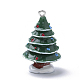 樹脂チャーム  プラチナトーン鉄パーツ  クリスマスツリー  濃い緑  41x25x24.5mm  穴：2.5mm RESI-S356-28-2