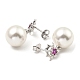 Orecchini pendenti rotondi con perle di conchiglia e zirconi EJEW-Z024-05P-2