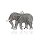 Argento antico placcato strass lega elefante grandi ciondoli ALRI-J161-21AS-1