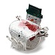 クリスマステーマグリッターアクリル爪ヘアクリップ  鉄パーツ  女の子のためのヘアアクセサリー  雪だるま  44.5x49.5x46.5mm PHAR-R179-01-2