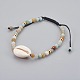 Bracelets de perles tressées en amazonite de fleurs naturelles BJEW-JB04079-01-1