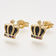 Brass Cubic Zirconia Stud Earrings EJEW-S201-170A-1
