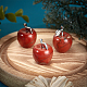 Chgcraft 4 pièces figurines de pomme en jaspe rouge naturel décorations de pomme décorations d'affichage en jaspe rouge avec feuille en alliage pour les arrangements floraux décor d'affichage de cuisine à la maison DJEW-WH0015-75-4