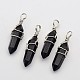 Faceted Bullet Platinum Plated Brass Gemstone Double Terminated Pointed Pendants G-J265-13-1