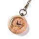 真鍮製のカーブチェーンとクリップが付いた竹製懐中時計  男性用フラットラウンド電子時計  ナバホホワイト  16-3/8~17-1/8インチ（41.7~43.5cm） WACH-D017-B04-AB-2