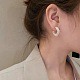 Clous d'oreilles en forme de C torsadés avec perles d'imitation EJEW-C006-02-4