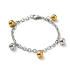 Clear Cubic Zirconia Round Ball Charm Bracelet with 304 Stainless Steel Cable Chains for Women BJEW-E108-11G-1
