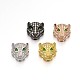 Rack Plating Brass Micro Pave Cubic Zirconia Leopard Hollow Beads ZIRC-I012-18-RS-1