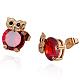 Real 18K Gold Plated Brass Owl Cubic Zirconia Stud Earrings EJEW-EE0001-255D-3
