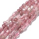 Granos naturales de abalorios de cuarzo rosa G-P497-01A-02-1