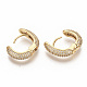 Brass Micro Pave Clear Cubic Zirconia Hoop Earrings EJEW-S208-064-3