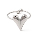 304 anneau de manchette ouvert coeur en acier inoxydable pour femme RJEW-E066-09P-2