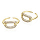 Brass Micro Pave Clear Cubic Zirconia Cuff Rings RJEW-S044-131-NF-2