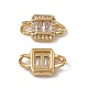 Rack Plating Brass Pave Clear Cubic Zirconia Connector Charms KK-C007-36G-2