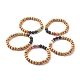 Bracelets extensibles en perles de bois naturel BJEW-JB06595-1