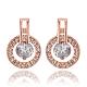 Real Rose Gold Plated Flat Round Tin Alloy Cubic Zirconia Stud Earrings EJEW-BB08554-RG-1
