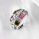 Изящные латуни красочные чешский горный хрусталь широкая полоса палец кольца для женщин RJEW-BB02249-8-4