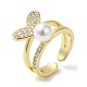 Открытое кольцо-манжета для женщин из латуни с микро-паве и цирконием в форме сердца для женщин RJEW-F154-03G-A-1
