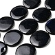 スプレー塗装天然淡水シェルビーズ連売り  フラットラウンド  ブラック  25x3.5mm  穴：0.8mm  約16個/連  15.83インチ（40.2cm） BSHE-G034-27-1
