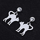 201 orecchini pendenti a forma di gattino in acciaio inossidabile EJEW-T008-JN744-1