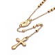 304 collares de abalorios del rosario de acero inoxidable para la Pascua NJEW-L159-05G-3