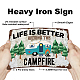 SUPERDANT Campfire Tin Sign Life is Better Vintage Metal Tin Signs Camp-ing Theme Funny Metal Plaque for Camp-ing Party Outdoor Garden Farm Girl's Room Cafeteria Decoration AJEW-WH0189-112-3