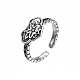 Heart with Flower Alloy Open Cuff Ring for Women RJEW-T009-27AS-3