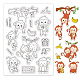 GLOBLELAND Birthday Theme Clear Stamps Monkey Banana Gift Silicone Clear Stamp Seals for Cards Making DIY Scrapbooking Photo Journal Album Decor Craft DIY-WH0167-56-627-1