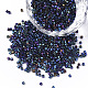 11/0グレードのガラスシードビーズ  シリンダー  均一なシードビーズサイズ  虹彩  カラフル  1.5x1mm  穴：0.5mm  約2000個/10g X-SEED-S030-0005-1