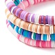 Ensemble de bracelets extensibles en perles heishi en argile polymère faits à la main BJEW-JB07394-4