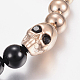 Natürliche schwarze Achat geflochtene Perlenarmbänder BJEW-K178-34A-2