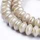 Full Pearl Luster Plated Flat Round Electroplated Glass Beads Strands EGLA-K002-03-3