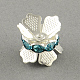 Chapeaux de perles en laiton argenté strass RB-R034-03-1