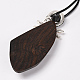 Wood Pendant Necklaces NJEW-S385-02-3