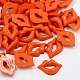 アクリル唇形のカボション  バレンタインデーのために  レッドオレンジ  18x13x3.5mm X-BUTT-E024-A-05-1