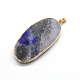 Plated  Natural  Druzy Agate Oval Pendants G-R275-07-3