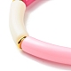 女性のためのカーブチューブ不透明なアクリルビーズストレッチブレスレット  濃いピンク  内径：2-1/8インチ（5.5cm） BJEW-JB06940-05-4