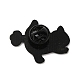 猫エナメルピン  バックパック服用合金ブローチ  ブラック  25x32.5x1.5mm JEWB-H017-04EB-03-2