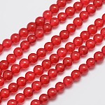 Filamenti di perline naturali e tinti Malesia giada, imitazione agata rossa, tondo, rosso, 6mm, Foro: 0.8 mm, circa 64pcs/filo, 15 pollice