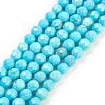 Brins de perles de magnésite naturelle, teints et chauffée, facette, ronde, 4mm, Trou: 1mm, Environ 90~93 pcs/chapelet, 15.55 pouce