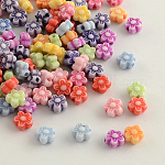 Handwerk Stil bunten Acryl-Perlen, Blume, Mischfarbe, 7x4 mm, Bohrung: 1.5 mm