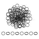 120 шт. разъемные кольца из нержавеющей стали, кольца прыжок двойной петли, чёрные, 8x1 мм, внутренний диаметр: 6.5 мм